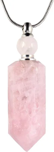 Miniatura 8 de TUMBEELLUWA Collar con colgante de piedra de aromaterapia con difusor de aceites esenciales, unisex, collar de piedras preciosas de punto de cristal