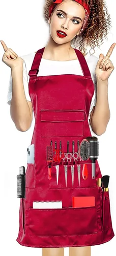 Miniatura 10 de boshiho Delantal de pintura para adultos, hebilla ajustable, delantal de barbero con bolsillos para mujeres/hombres/unisex, delantal de trabajo