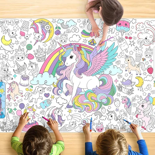 Miniatura 31 de Groovy - Mantel para colorear para niños, póster colorido de 30 x 72 pulgadas con letreros de paz, margarita, diseños retro, perfecto