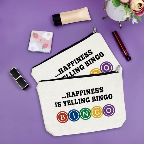 Miniatura 7 de Sazuwu Regalo para amantes del bingo, 2 piezas, bolsa de maquillaje, regalo para mujeres, amantes del casino, regalo de Navidad, cumpleaños, bolsa