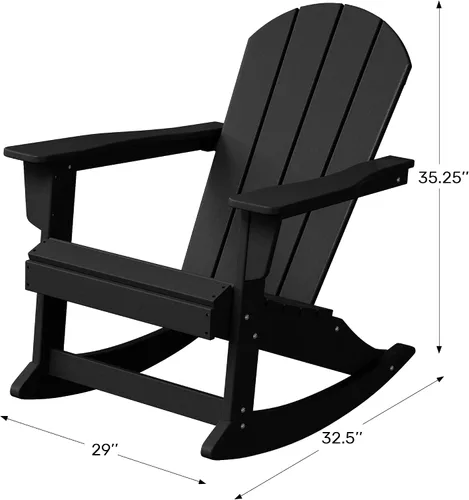 Miniatura 24 de WestinTrends Silla mecedora Malibu de poliéster para exterior/patio Adirondack, Negra
