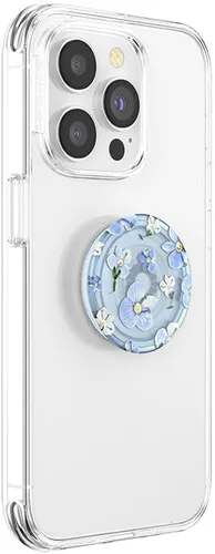 Miniatura 3 de PopSockets Agarre adhesivo para teléfono, soporte, soporte para teléfono, plantas - Campos azules translúcidos