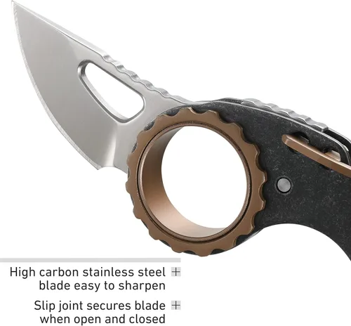 Miniatura 3 de CRKT Compano EDC Cuchillo de bolsillo: Compano para llevar todos los días, junta deslizante, hoja de satén lavado a la piedra negra, mango de acero