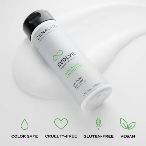 Miniatura 8 de ZENAGEN Evolve Trio Kit para cabello visiblemente dañado y opaco Champú nutritivo + acondicionador + acondicionador sin enjuague, restaura