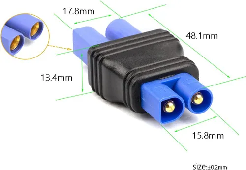 Miniatura 3 de 2 unidades de enchufe macho Ec3 a conector hembra Ec5 Adaptador de enchufe para batería RC Lipo Enchufe Ec3 a conexión Ec5 (paquete de 2 Ec3-Ec5)