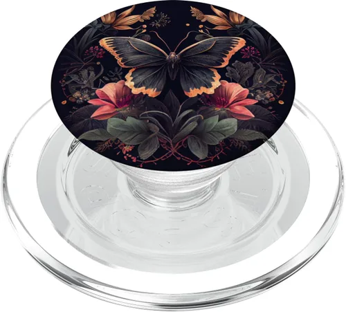 Miniatura 8 de PopSockets negros con diseño de flores de mariposa