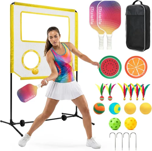 Juego de Paletas para Interiores con Red, Set de Pickleball Portátil con Red para Diversión Familiar o Individual, Todo en Uno Deportes al Aire