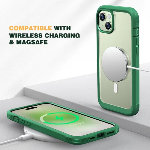 Miniatura 4 de Diaclara - Funda diseñada para iPhone 15 Plus de 6.7 pulgadas, compatible con MagSafe, magnética y resistente, con protector de pantalla Verde