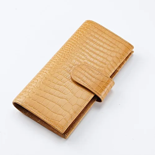 Miniatura 14 de Funda de planificador B6 con cremallera y gran bolsillo trasero, cuero con estampado de cocodrilo (Croc Steelblue)