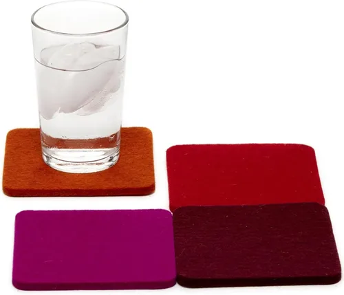 Miniatura 21 de Graf Lantz - Juego de 4 posavasos redondos de lana de merino Bierfilzl - Negro (círculos de 10 cm) - Absorbe el 30% del peso - Lana alemana