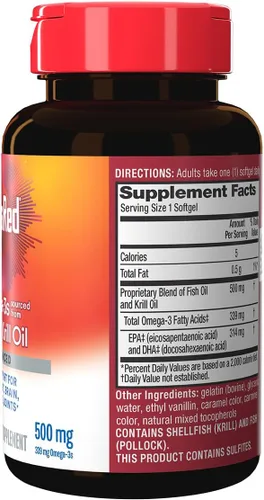 Miniatura 8 de Megared Aceite de pescado omega-3 + aceite de krill de alta absorción 500 mg cápsulas blandas, MegaRed Advanced 4 en 1 (80 unidades en una botella)