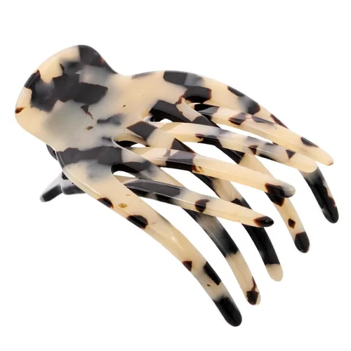French Amie Bear Paw - Pinza para el cabello de 2 ¾ pulgadas, diseño de celulosa blanca de Tokio, hecho a mano, bisagra lateral, para yoga,