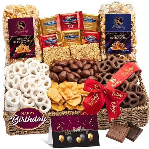 Miniatura 16 de KREMERY - Pretzels cremosos de chocolate cubiertos de chocolate, palomitas de maíz, nueces y dulces (premium, 2.5 libras) en bandeja de hierba