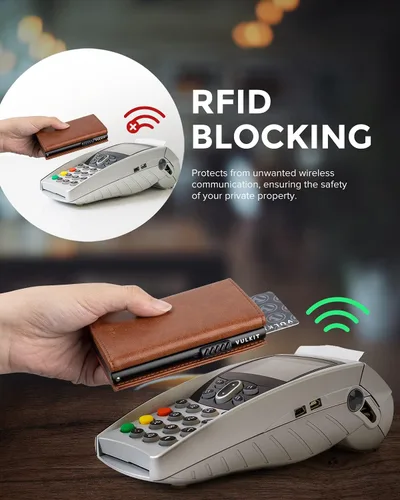 Miniatura 5 de VULKIT Cartera con bolsillo para monedas, cierre magnético, con ventana de identificación, billetera de cuero para efectivo y tarjetas de crédito