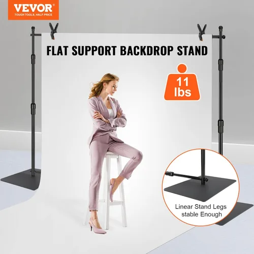 Miniatura 2 de VEVOR Kit de tubo y cortina de 10 x 10 pies, soporte de fondo resistente con base de acero al carbono, soporte de fondo ajustable con 2 abrazaderas