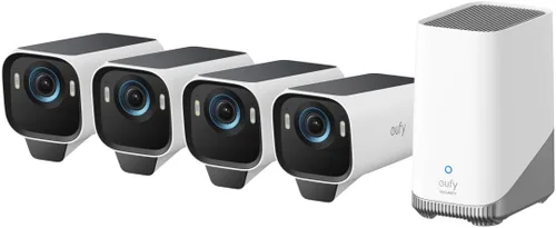 eufy Security eufyCam S3 Pro - Kit de 4 cámaras, cámara solar inalámbrica para exteriores, visión nocturna MaxColor, cámara de seguridad 4K con