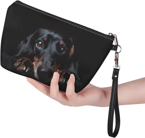 Miniatura 3 de HUGS IDEA Bolso animal del maquillaje de la impresión de la moda de las mujeres de la PU de, Negro (Dachshund), Chico