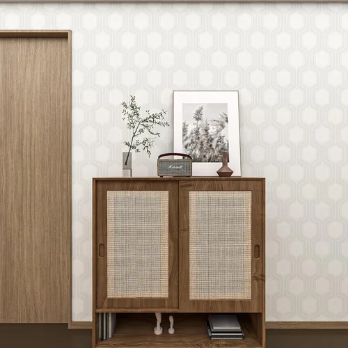 Miniatura 8 de Tomete Papel tapiz moderno para despegar y pegar, papel de pared geométrico bohemio, papel adhesivo gris claro y blanco para cajones de gabinetes