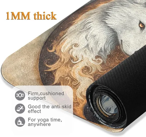 Miniatura 5 de ALAZA Wolf Yin Yang Style - Tapete de yoga antideslizante para fitness, entrenamiento para yoga, pilates y ejercicios de suelo
