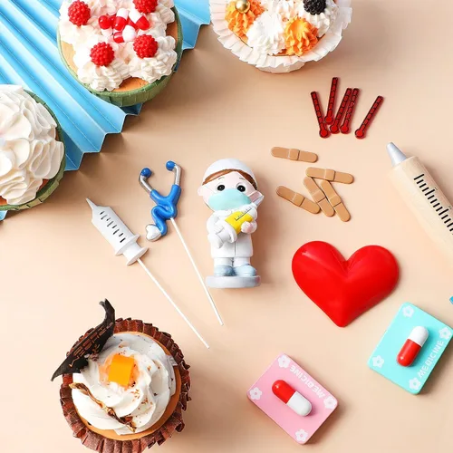 Miniatura 4 de 21 decoraciones para tartas de graduación para enfermeras, decoraciones de fiesta de graduación, decoración de cupcakes de enfermería para médicos