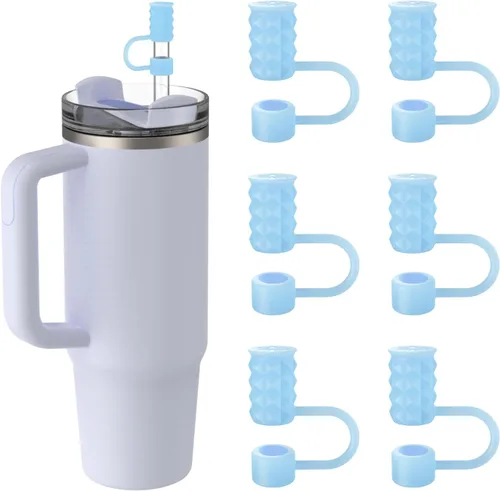 Miniatura 7 de YOTIME 6 tapas de popote de silicona, 0.39 pulgadas/0.394 in, compatibles con Stanley Cup de 40 y 30 onzas, tapa reutilizable a prueba de polvo