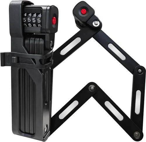Miniatura 7 de Cerradura plegable de bicicleta de 35.4 pulgadas con 3 llaves y kit de soporte de montaje para bicicletas, scooters eléctricos, antirrobo