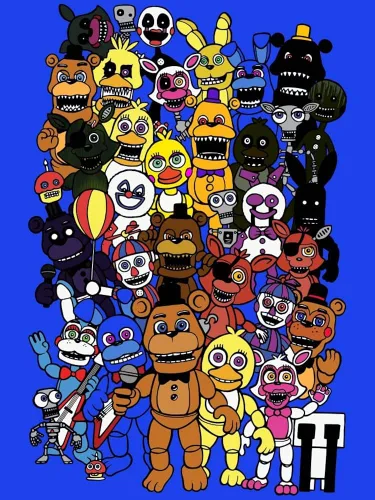 Miniatura 2 de Five Nights at Freddy's - Camiseta estampada para niños, Azul Patchwork, XS