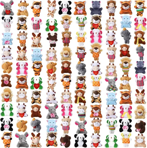 Zhanmai 100 Piezas Mini Animales de Peluche Rellenos a Granel Juguetes de Animales Pequeños Llavero Recuerdos de Fiesta Relleno para Huevos de
