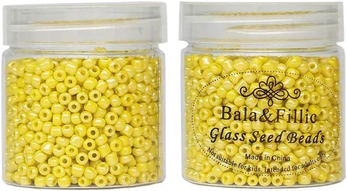Miniatura 3 de Bala&Fillic Cuentas de semillas de vidrio sueltas de color amarillo claro opaco de 0.157 in, alrededor de 1400 piezas/3.88 oz en caja 6/0, cuentas