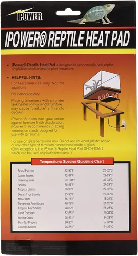 Miniatura 2 de iPower Almohadilla de calor para reptiles de 6 x 8 pulgadas, 8 W, calentador de terrario para animales pequeños