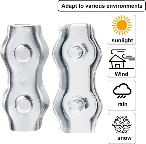Miniatura 3 de Maitys Conector de acero galvanizado empalmador de cables de cuerda polivinílico para cercas eléctricas (12)