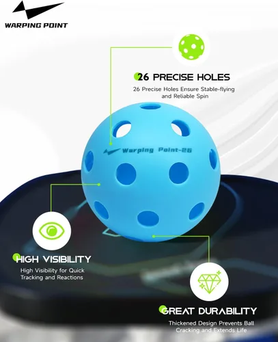 Miniatura 2 de Pelotas de Pickleball Warping Point 26 Agujeros, 40 Agujeros Paquete de 4, Paquete de 12 Cumplen con las Especificaciones USAPA Bola