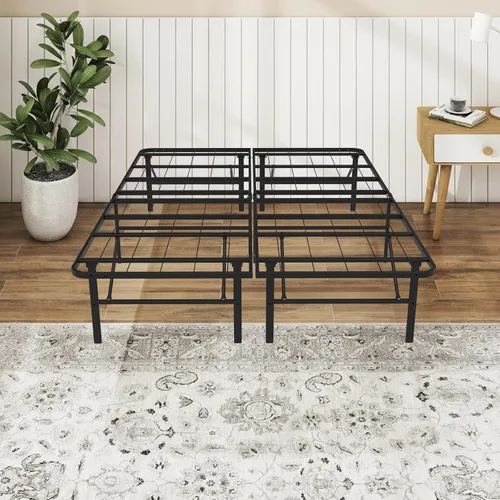 Miniatura 9 de Marco de cama plegable individual, plataforma de metal resistente con almacenamiento de 14 pulgadas, no necesita somier, fácil montaje sin