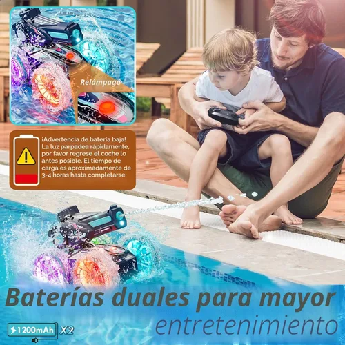 Miniatura 5 de Lehoo Castle Auto de control remoto anfibio, autos RC 4WD para niños de 8 a 12 años con pistola de agua, barco de control remoto para niños