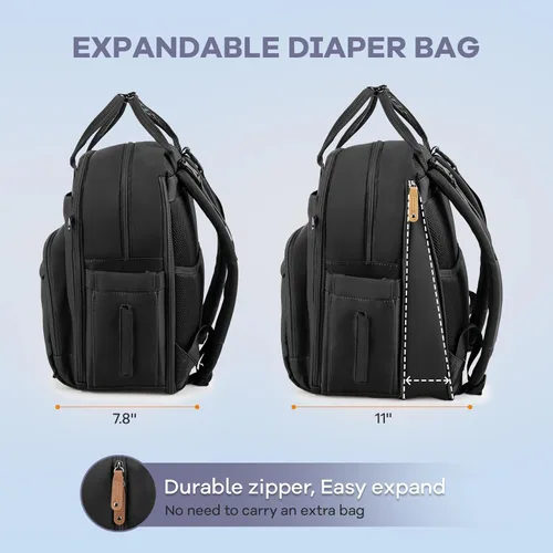 Miniatura 2 de RUVALINO Mochila para Pañales - Bolsa de Bebé Expandible con hasta 50% Más de Capacidad - Bolsa de Artículos Esenciales para Bebé con Cambiador