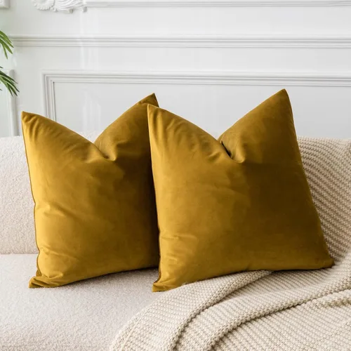 Miniatura 53 de Juspurbet - Juego de 2 fundas decorativas de terciopelo para cojines, fundas suaves para sofá, cama o sillón con cremallera oculta, para sala
