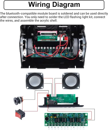 Miniatura 3 de Kit de altavoces DIY compatible con Bluetooth, kit de práctica de soldadura de radio FM DIY USB amplificador de sonido para el hogar control remoto
