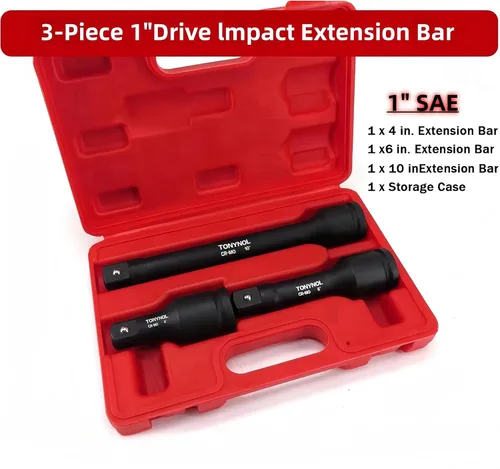 Miniatura 2 de TONYNOL Barra de extensión de impacto de 1 pulgada, 3 piezas (4 pulgadas, 6 pulgadas, 10 pulgadas), acero Cr-Mo, con un estuche de almacenamiento.