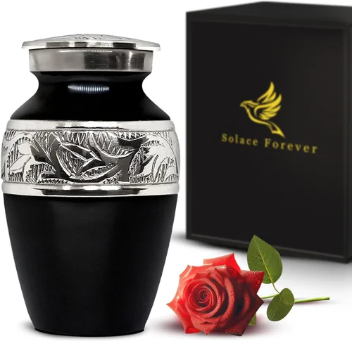Solace Forever Urna pequeña para cenizas humanas - Urna de recuerdo de mariposa para mujer - Mini urna conmemorativa hecha a mano con bolsa de