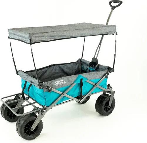 Miniatura 13 de Cochecito creativo para exteriores, carrito de playa XXL Deluxe con toldo, carrito plegable plegable y portátil, soporta hasta 200 libras de Ejército
