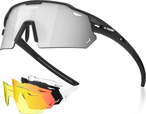 X-TIGER Gafas de ciclismo polarizadas con 5 lentes intercambiables, MTB para ciclismo, béisbol, carrera, lentes deportivos para hombres y mujeres #1