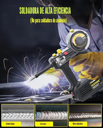 Miniatura 2 de Máquina de soldadura MIG de mano 110V, HIZONE 100A Flux Core Máquina de soldadura portátil, equipo de soldadura de alimentación de alambre inversor
