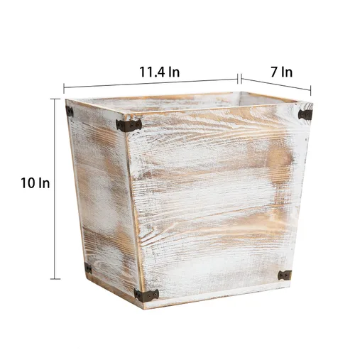 Miniatura 2 de Basurero de madera con antorchas de estilo rústico gris con soportes decorativos de metal para dormitorio, sala de estar, baño y oficina