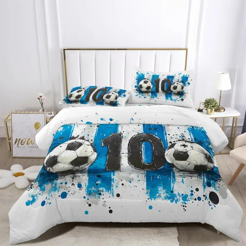 XIICOO XIICOOCartoons - Juego de ropa de cama deportiva para niños y niñas, 1 edredón+2 fundas de almohada (3 piezas) o sábana (4 piezas)
