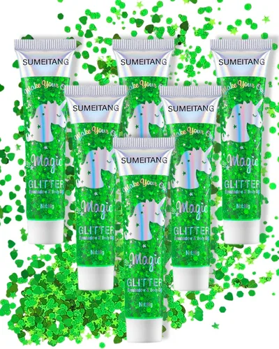 Miniatura 16 de Gel con purpurina para la cara y el cuerpo, 6 colores, con lentejuelas gruesas holográficas, pintura para fiestas, cantantes, conciertos, festivales