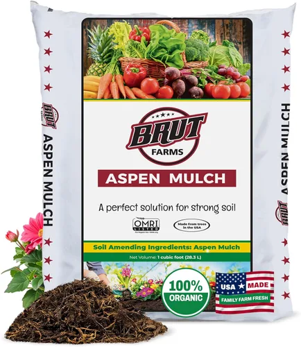 Miniatura 8 de Brut Organic Aspen Mulch 10 cuartos de galón – Retenedor de humedad natural y protector de raíces – Sin olor, mantillo de corteza rico en nutrientes