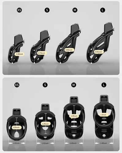 Miniatura 3 de Dispositivo de castidad para hombres con 3 anillos para hombres, 4 tamaños diferentes de dispositivo de jaula de castidad masculina con llave
