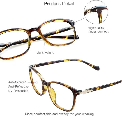 Miniatura 2 de VisionGlobal Gafas de Bloqueo de Luz Azul para Mujeres/Hombres, Anti Fatiga Ocular, Lectura en Computadora, Gafas de TV, Marco Cuadrado Elegante