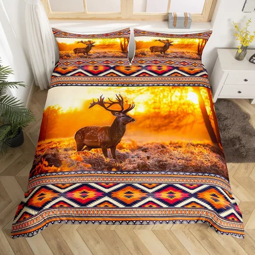 Miniatura 36 de Juego de funda de edredón de elefante bohemio para niños, tamaño individual, juego de ropa de cama de mandala bohemio de 2 piezas para decoración