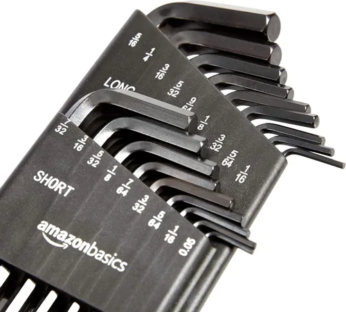 Miniatura 4 de Amazon Basics Allen - Juego de llaves hexagonales, tamaños SAE y métricos, acero al cromo vanadio, 2 soportes organizados, juego de 36 piezas